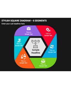 Stylish Square Diagram - 6 Segments PPT Slide 2