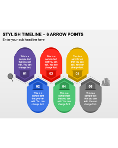Stylish Timeline - 6 Arrow Points PPT Thumbnail