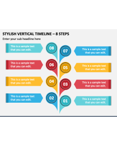 Stylish Vertical Timeline - 8 Steps PPT Slide 1