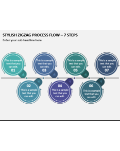 Stylish Zigzag Process Flow - 7 Steps PPT Slide 1