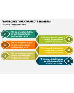 Teardrop List Infographic - 6 Elements PPT Slide 1