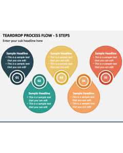 Teardrop Process Flow - 5 Steps PPT Slide 1