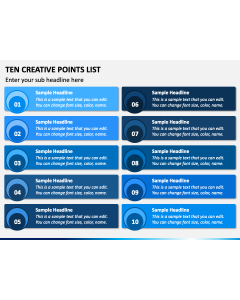 Ten Creative Points List PPT Slide 1