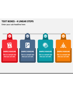 Text Boxes - 4 Linear Steps PPT Slide 1