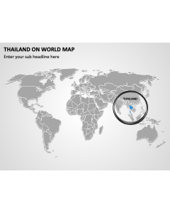 Thailand on World Map PPT Thumbnail