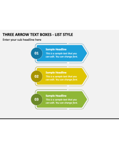 Three Arrow Text Boxes - List Style PPT Slide 1