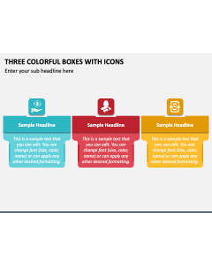 Three Colorful Boxes with Icons PPT Slide 1