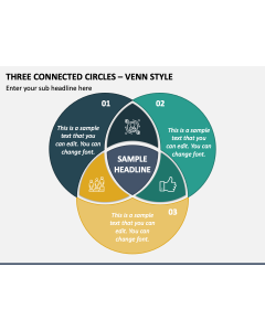Three Connected Circles - Venn Style PPT Slide 1
