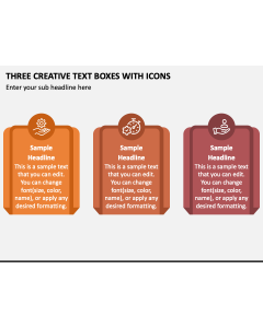 Three Creative Text Boxes with Icons PPT Slide 1