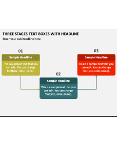 Three Stages Text Boxes with Headline PPT Slide 1
