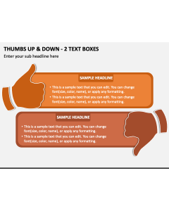Thumbs Up & Down - 2 Text Boxes PPT Slide 1