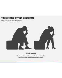 Tired People Sitting Silhouette PPT Slide 1