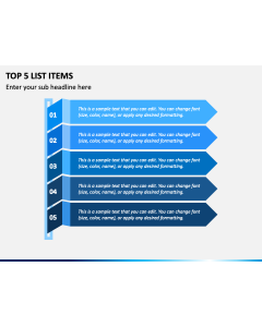 Top 5 List Items PPT Slide 1