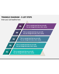 Triangle Diagram - 5 List Steps PPT Slide 1