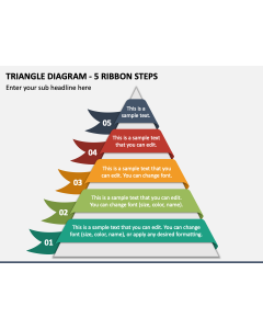 Triangle Diagram - 5 Ribbon Steps PPT Slide 1