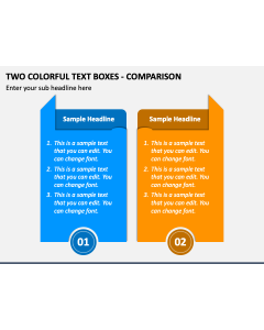 Two Colorful Text Boxes - Comparison PPT Slide 1