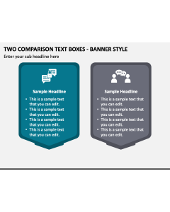 Two Comparison Text Boxes - Banner Style PPT Slide 1