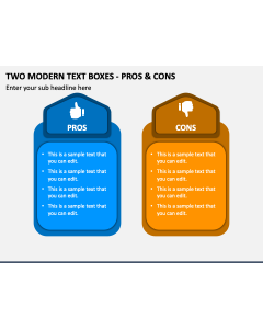 Two Modern Text Boxes - Pros & Cons PPT Slide 1