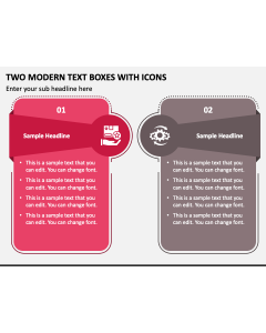 Two Modern Text Boxes with Icons PPT Slide 1