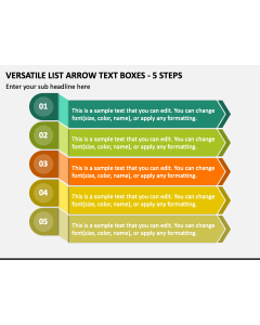 Versatile List Arrow Text Boxes - 5 Steps PPT Slide 1
