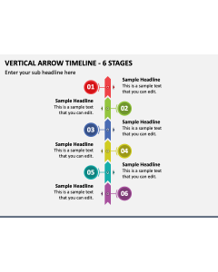 Vertical Arrow Timeline - 6 Stages PPT Slide 1