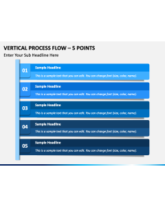 Vertical Process Flow - 5 Points PPT Slide 1