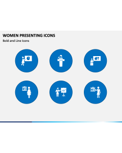 Women Presenting Icons PPT Slide 1