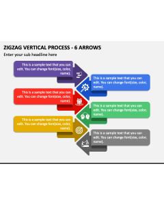 Zigzag Vertical Process - 6 Arrows PPT Slide 1