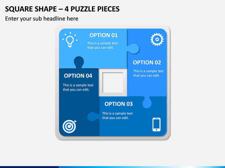 Square Shape – 4 Puzzle Pieces PPT Slide 1