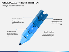 Pencil Puzzle – 4 Parts with Text PPT slide 1