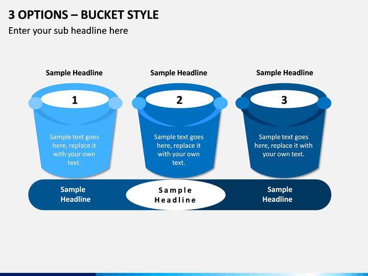 3 Options – Bucket Style PPT slide 1
