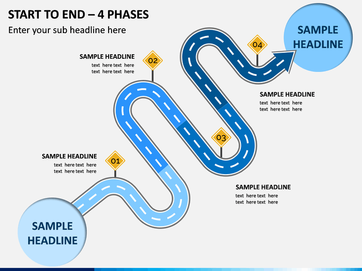 Start To End – 4 Phases PPT Slide 1