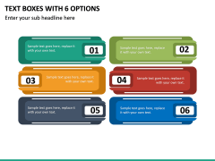 Text Boxes with 6 Options PPT slide 2