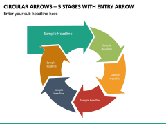Circular Arrows – 5 Stages With Entry Arrow PPT Slide 2