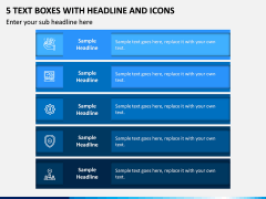 5 Text Boxes with Headline and Icons PPT slide 1