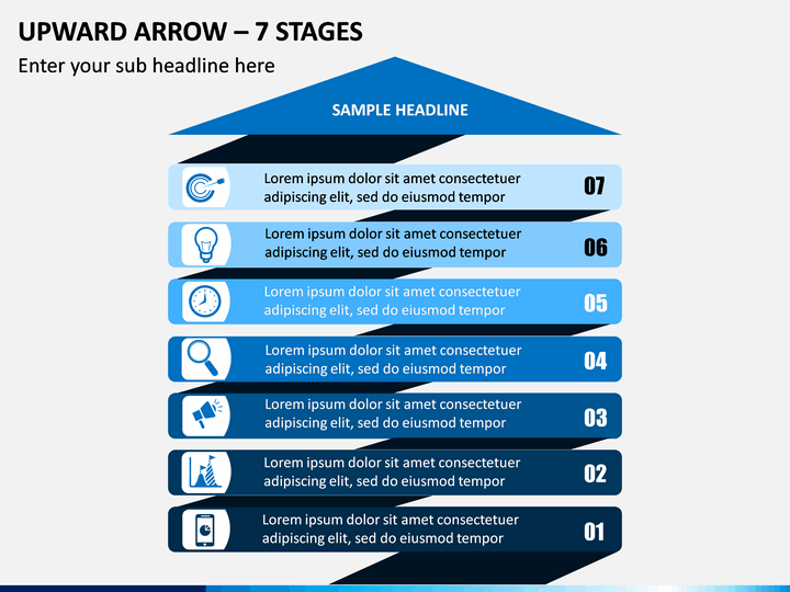 Upward Arrow – 7 Stages PPT Slide 1