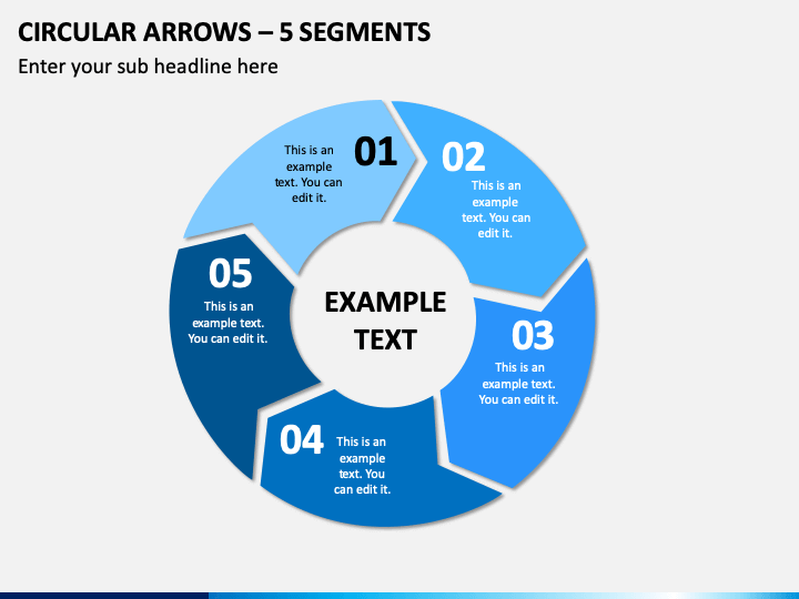 Circular Arrows – 5 Segments PPT Slide 1