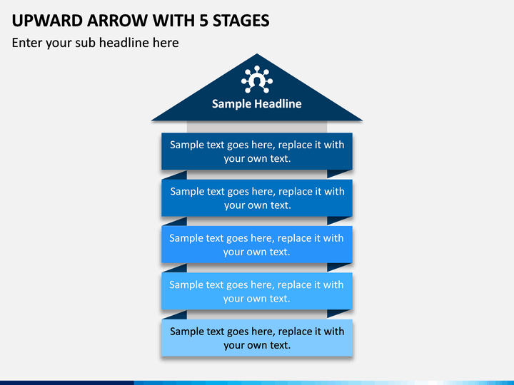 Upward Arrow with 5 Stages PPT slide 1