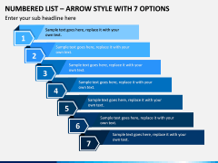 Numbered List – Arrow Style with 7 Options PPT slide 1