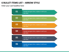 6 Bullet Items List – Arrow Style PPT slide 2