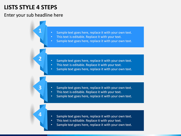 Lists Style 4 Steps PPT slide 1