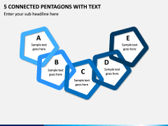 5 Connected Pentagons with Text PPT slide 1