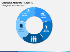 Circular Arrows – 5 Parts PPT Slide 1