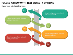 Folded Arrow with Text Boxes - 4 Options PPT slide 2