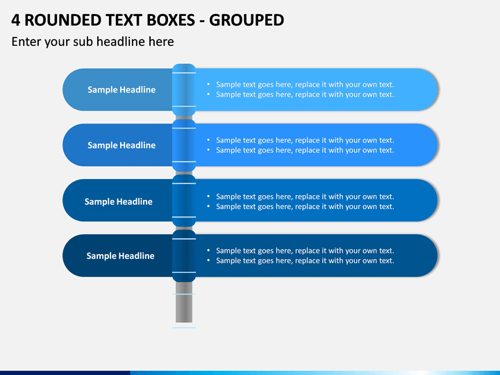 4 Rounded Text Boxes - Grouped PPT slide 1