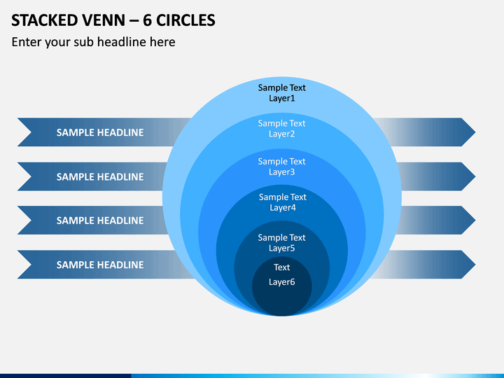 Stacked Venn – 6 Circles PPT Slide 1