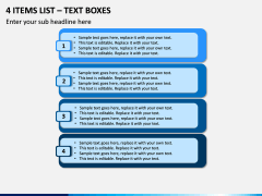 4 Items List – Text Boxes PPT slide 1