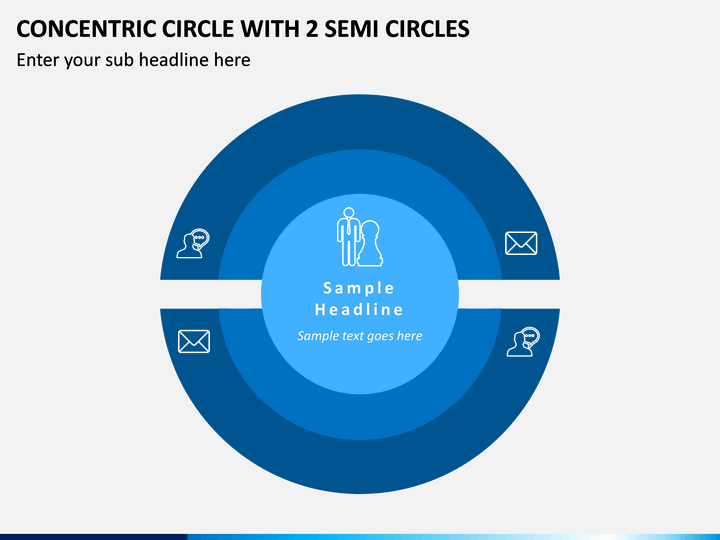 Concentric Circle with 2 Semi Circles PPT slide 1