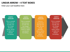 Linear Arrow – 4 Text Boxes PPT Slide 2