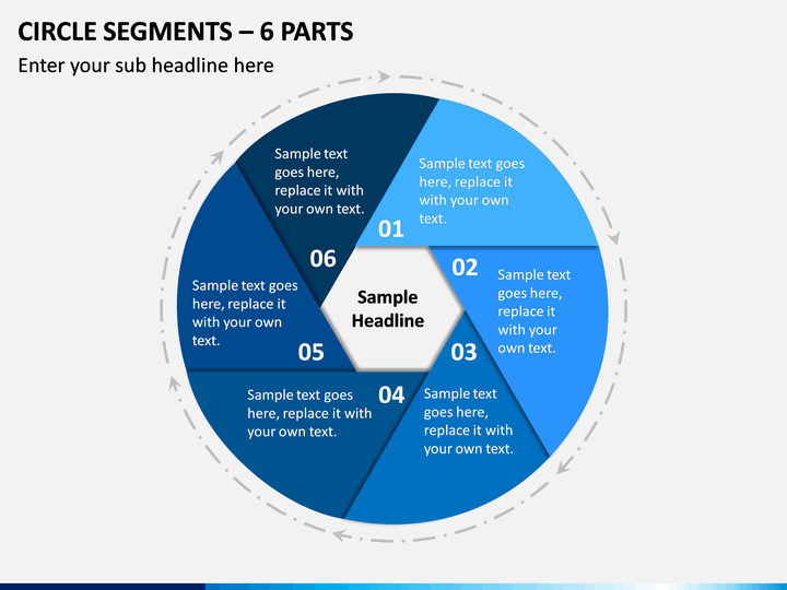 Circle Segments – 6 Parts PPT slide 1